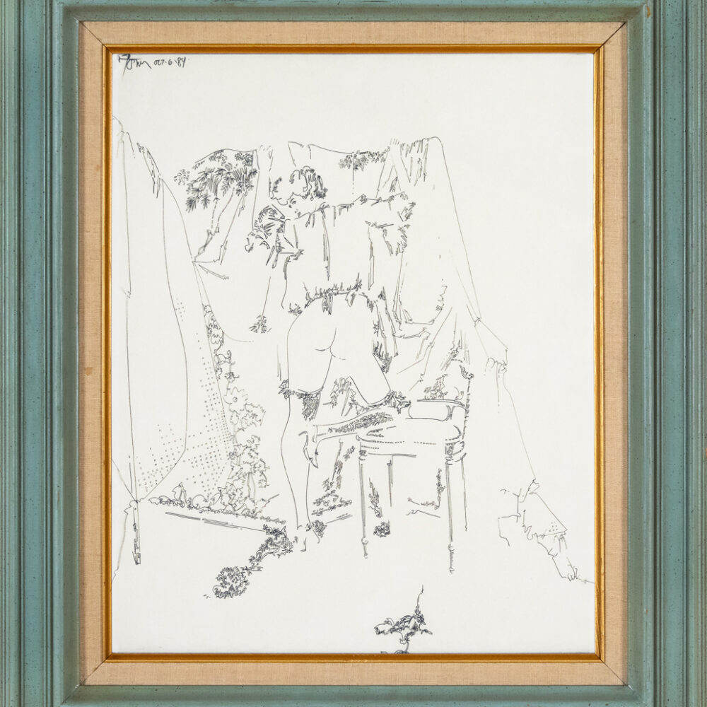 French Postcard Drawing