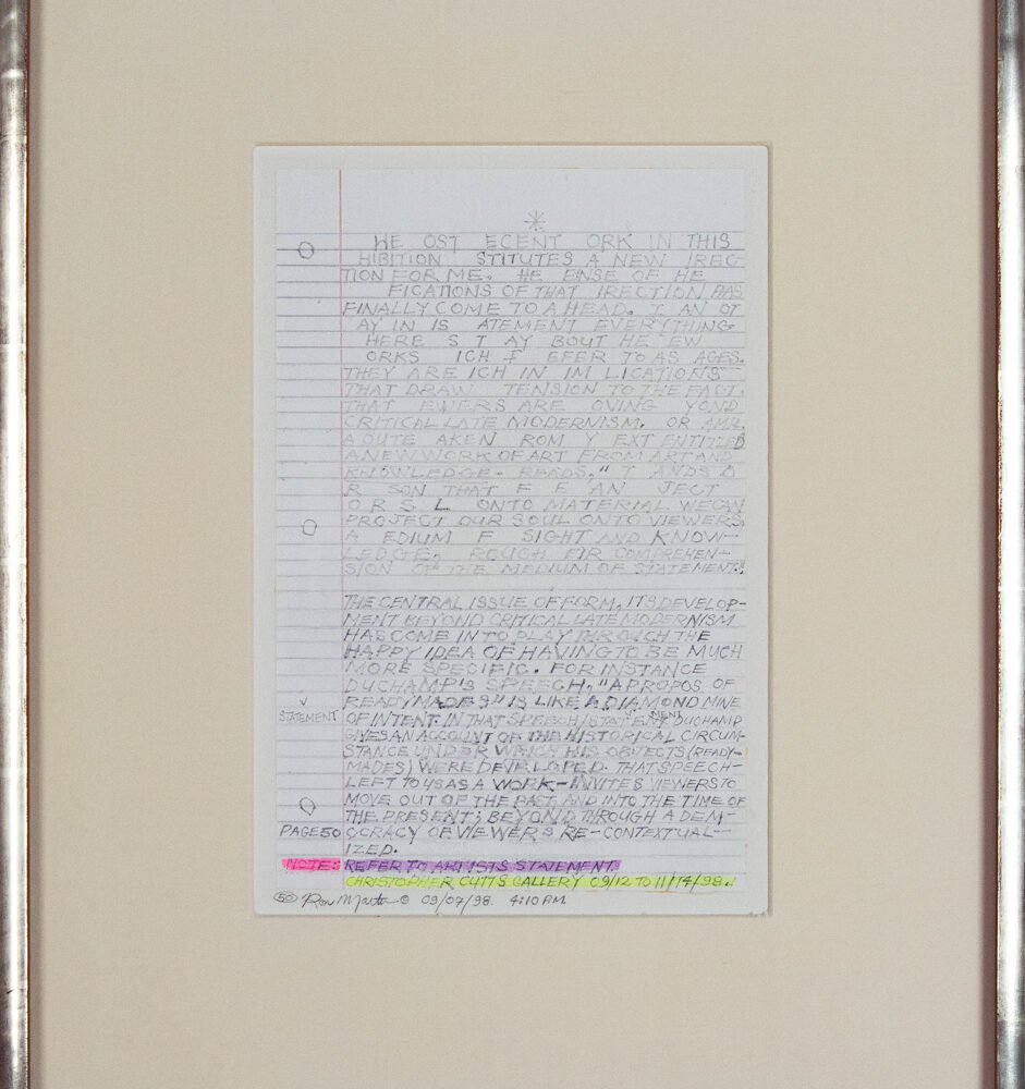 Refer to Artists Statement, page 50